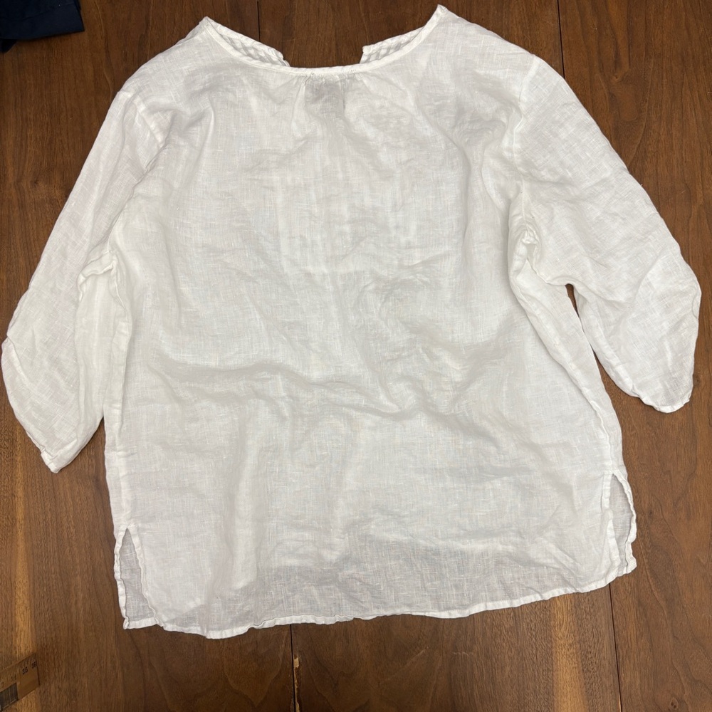 100% Linen White Blouse - Picture 5 of 7